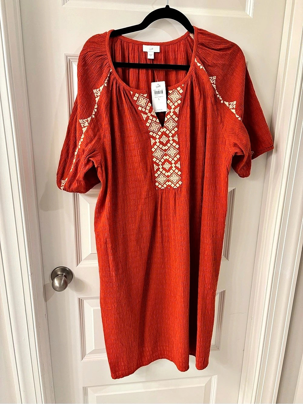 j. jill Festival Dress Embroidered Maxi Dress in Orange Size Large NWT